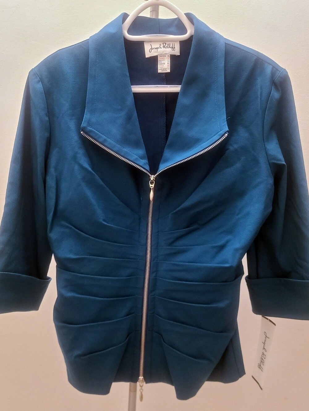 BNWT - Joseph Ribkoff - (Size 10) Teal Zip Ruched Women's Jacket